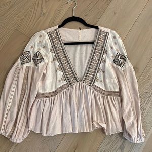 Free People peplum v-neck boho top
